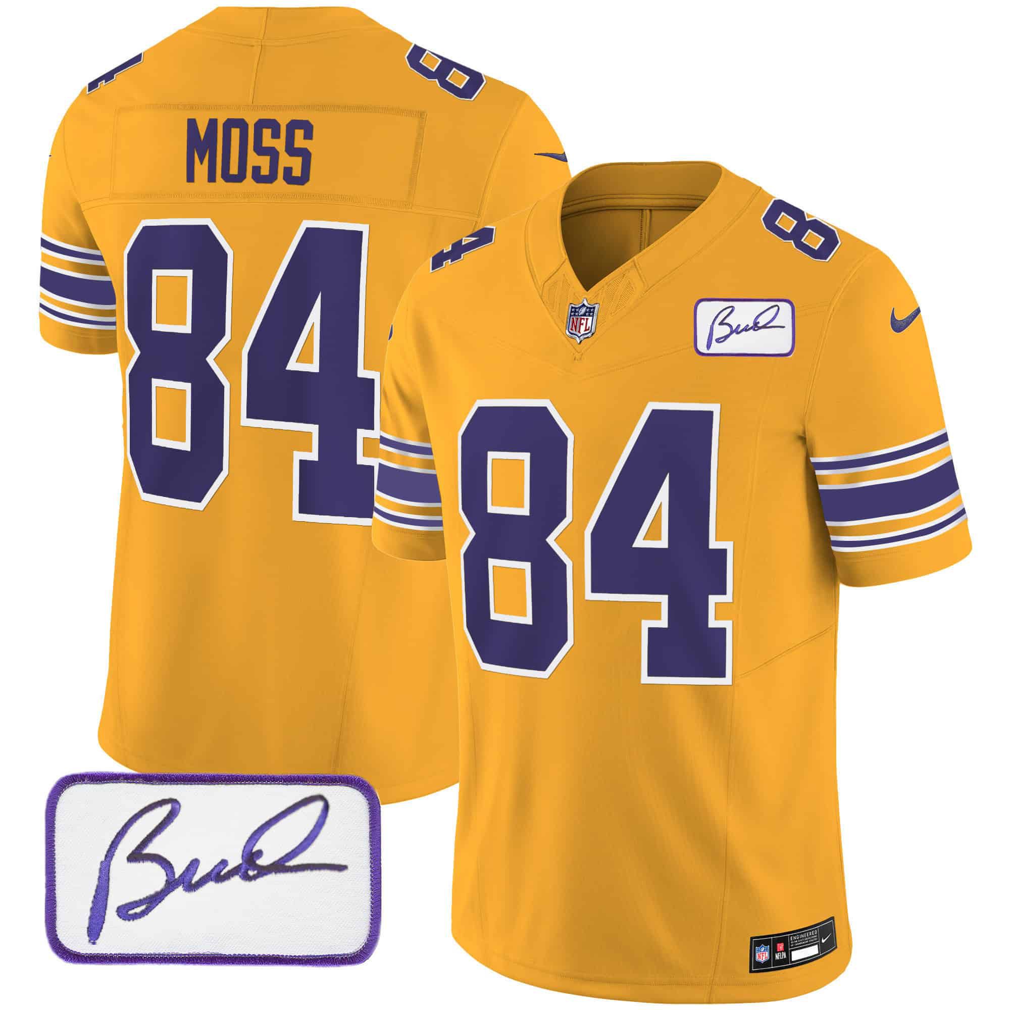 Men Minnesota Vikings #84 Moss Yellow 2024 Nike Bud Grant Patch Classic Limited NFL Jersey->indianapolis colts->NFL Jersey